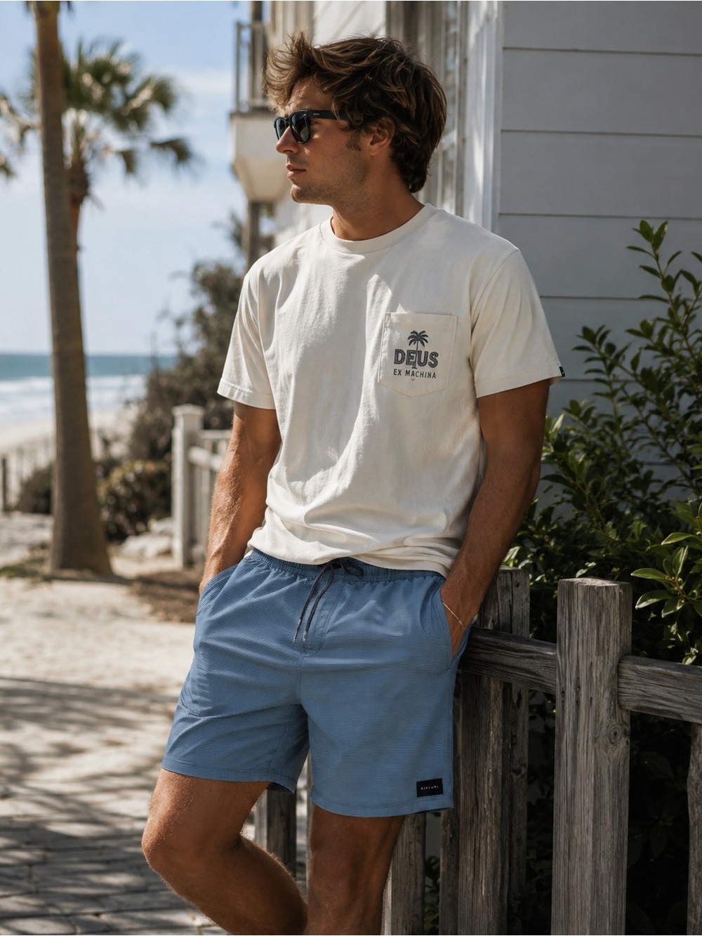 Rip Curl Men’s Blue Micro-Stripe Drawstring Hybrid Shorts